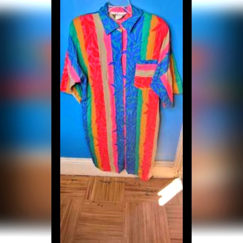 Vintage Loud 70s 80s David Brown California Housecoat Snap Dress Size Large With